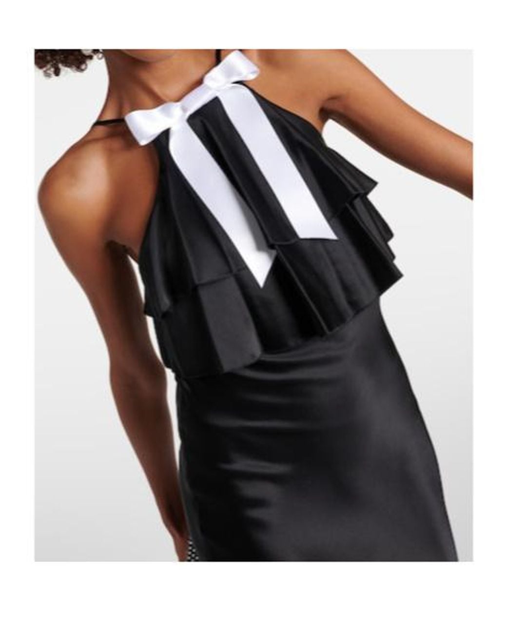 Rodarte Black Bow-Detail Halterneck Silk Satin Gown