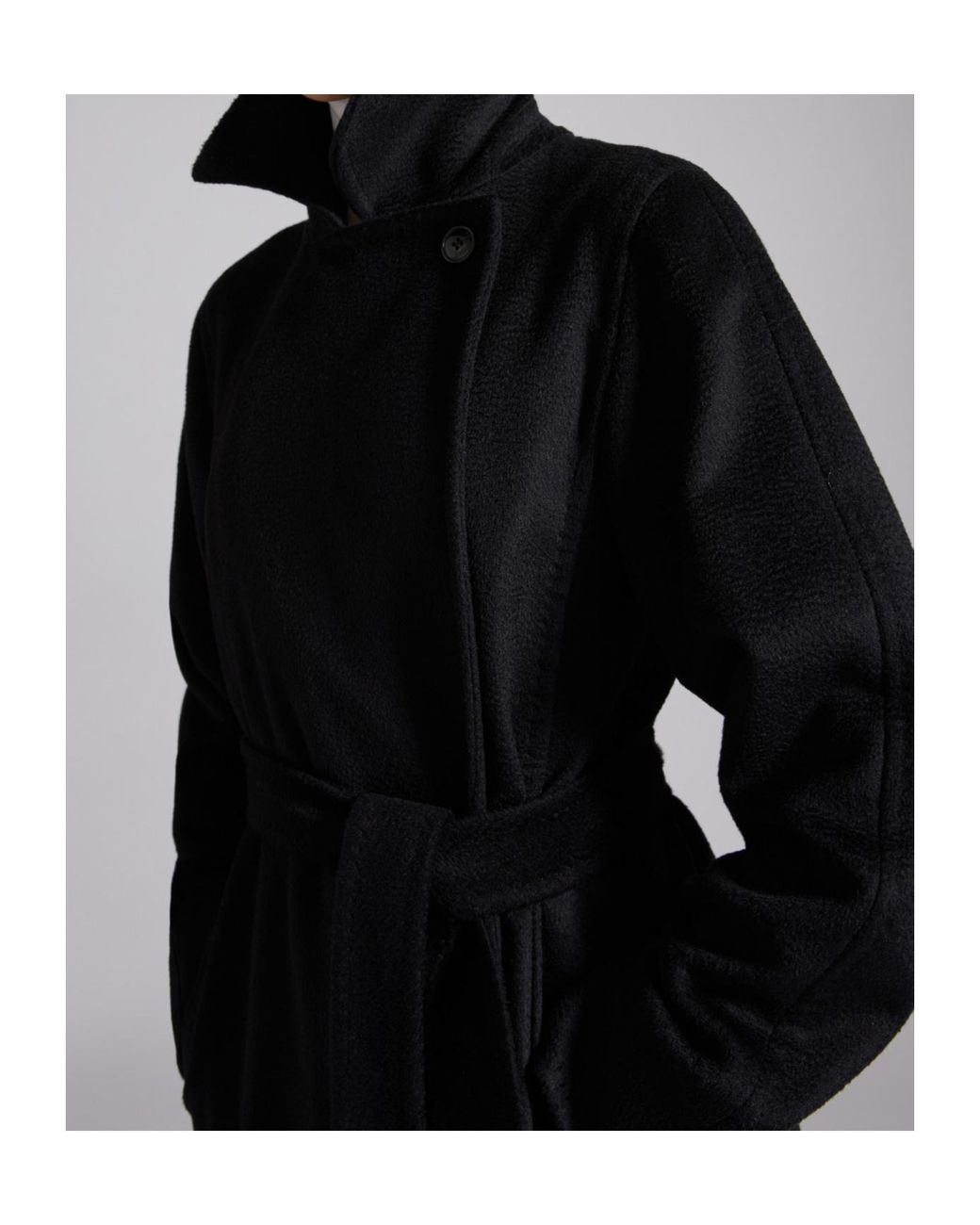 Max Mara Black Tie A Belt Overcoat