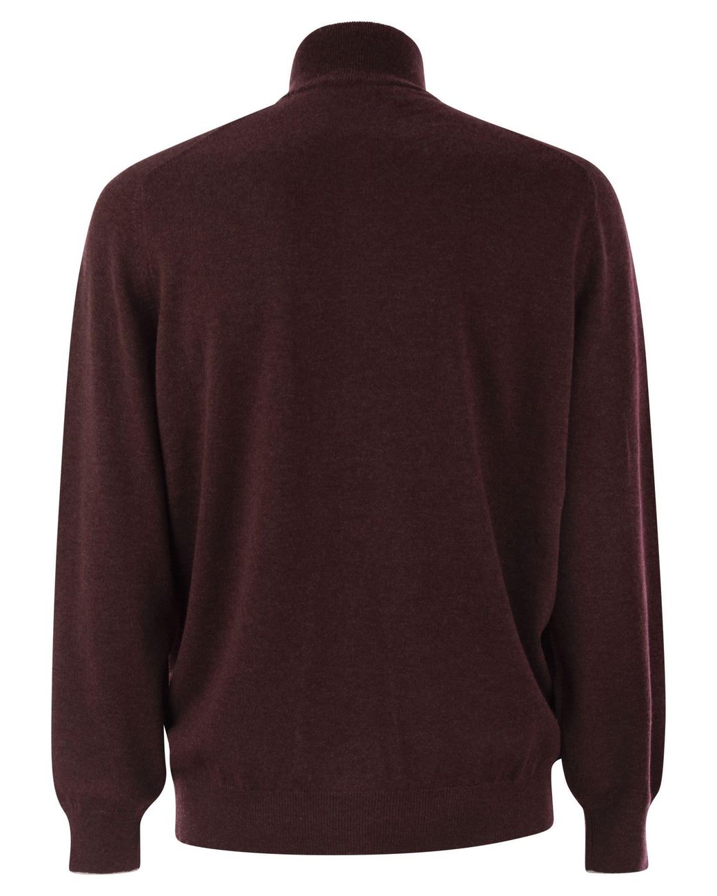 Brunello Cucinelli Brown Funnel-Neck Knitted Polo Shirt for men
