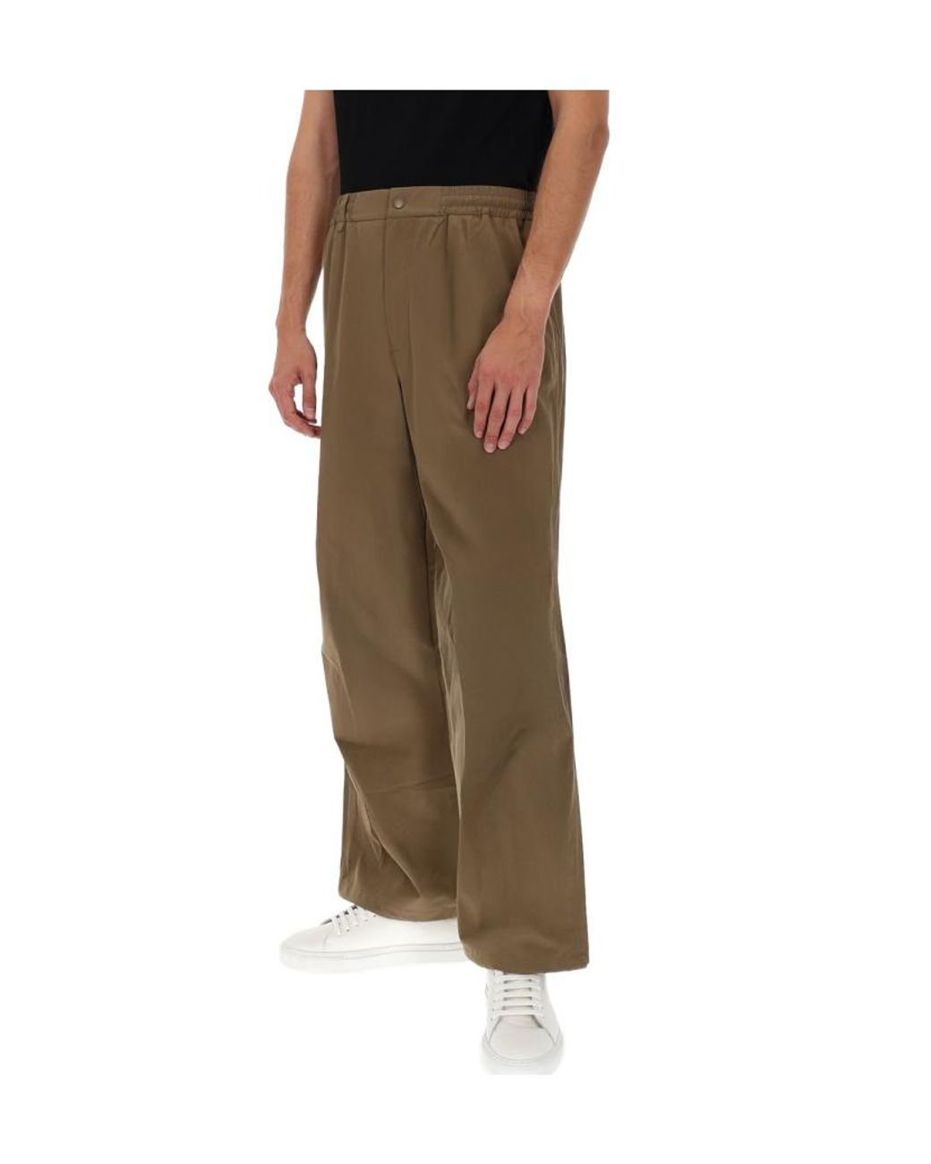 A.P.C. Green Wide Leg Elasticated Waistband Trousers for men