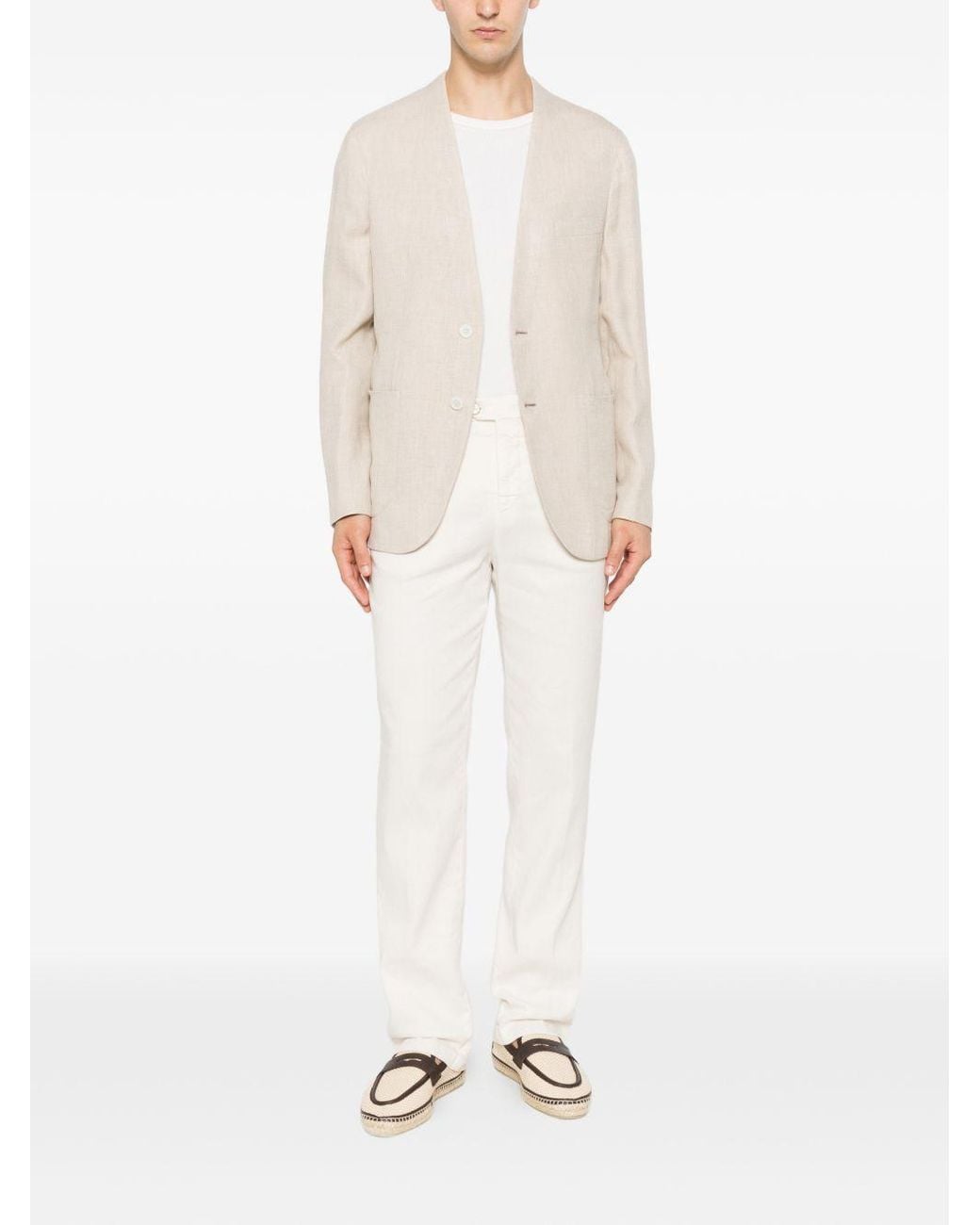 Brioni Natural Linen, Wool And Silk Jardigan for men