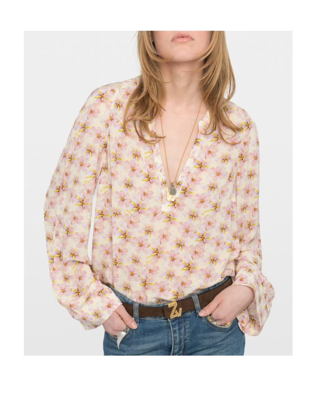 Zadig & Voltaire Pink Flower Printed Top