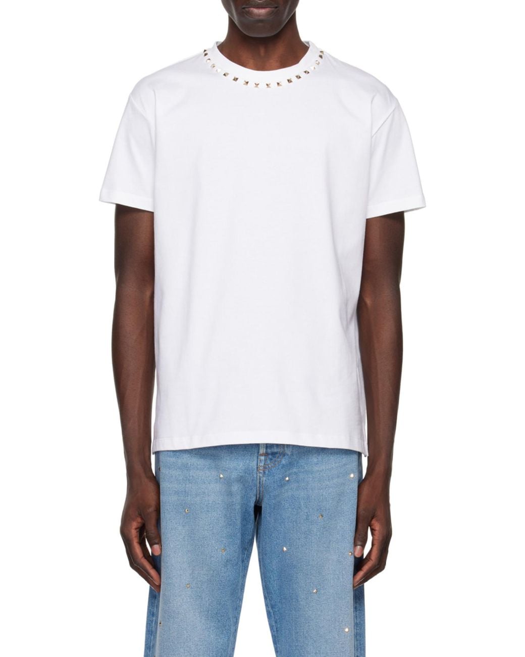 Valentino White Untitled Stud Crewneck T-Shirt for men