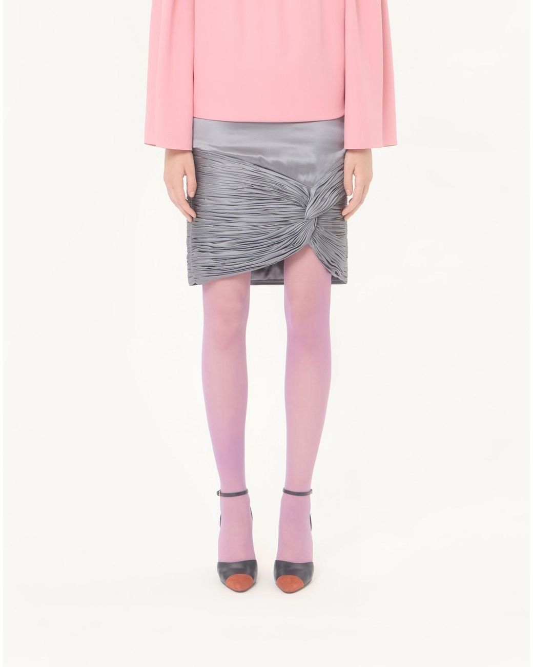 Valentino Gray Cady Satin Skirt