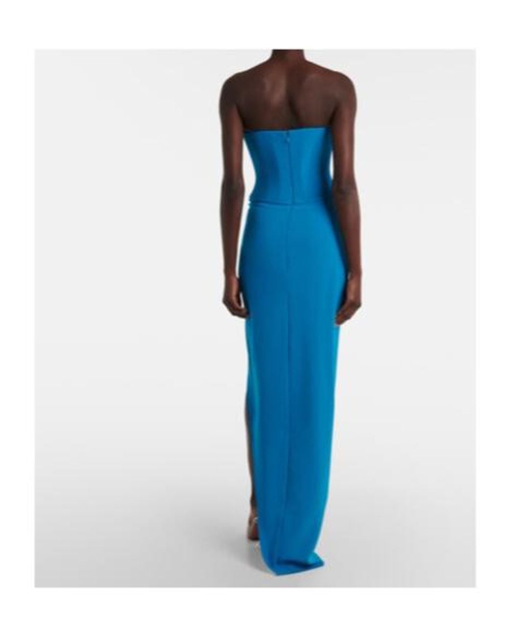 Alex Perry Blue Draped Crepe Corset Gown