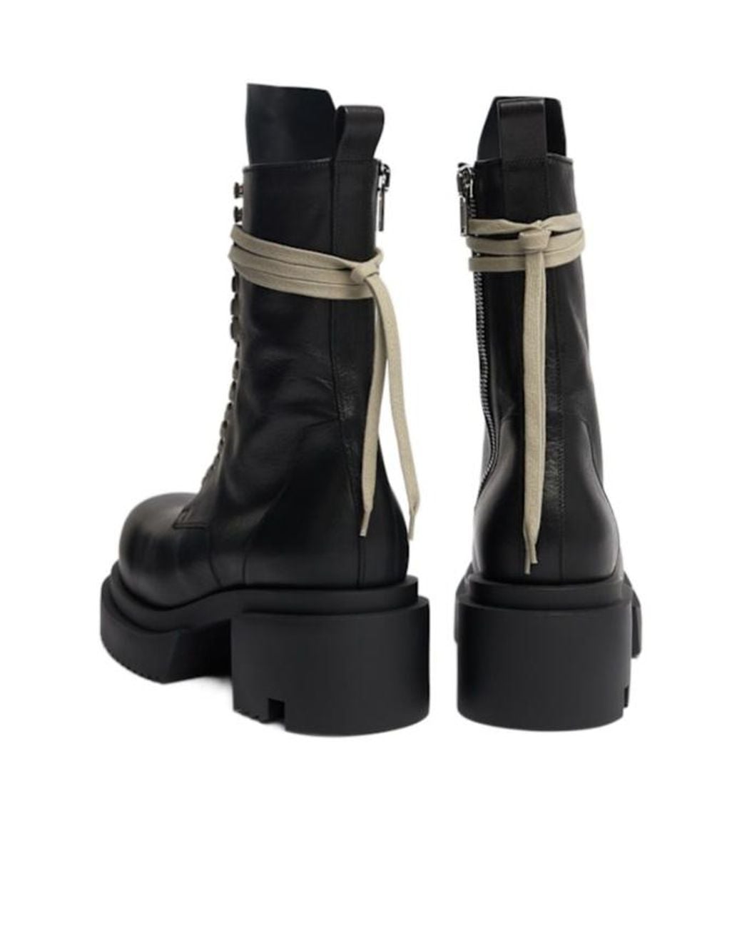 Rick Owens Black Lace-Up Leather Boots for men