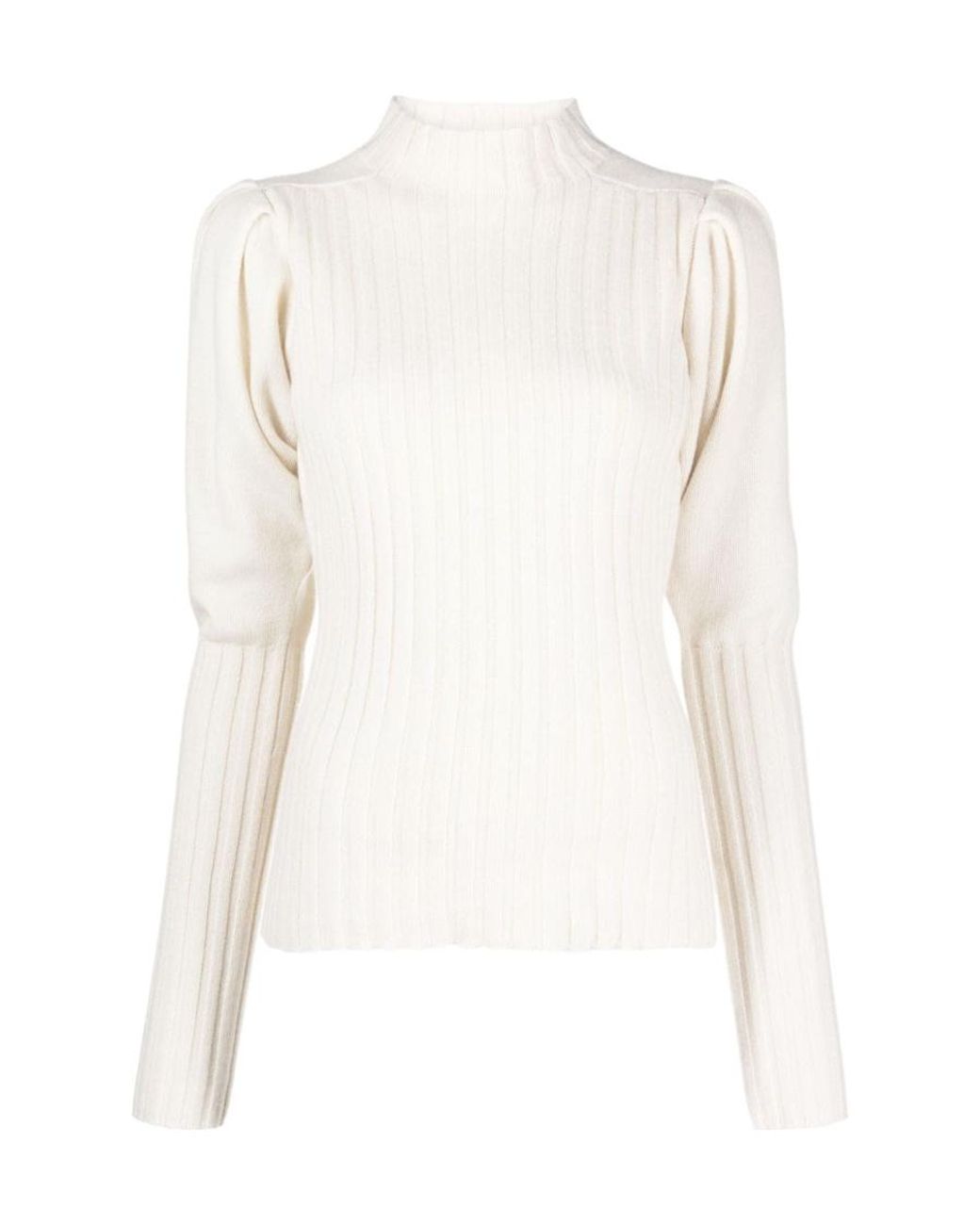 Chloé White Chloé High-Neck Ribbed-Knit Jumper