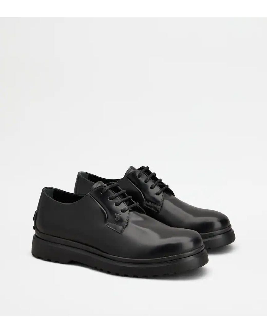 Tod's Black Gommino Detail Round Toe Derby Shoes