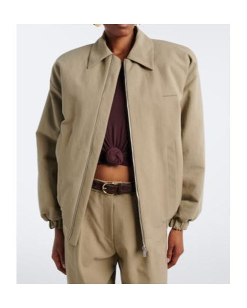 Magda Butrym Natural Cotton Twill Blouson Jacket