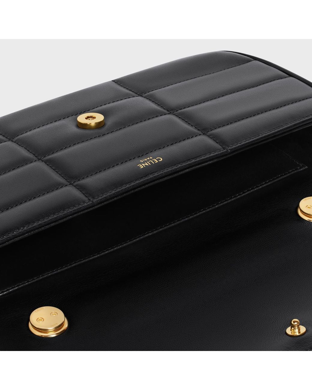 Céline Black Long Chain Shoulder Bag Matelasse Monochrome