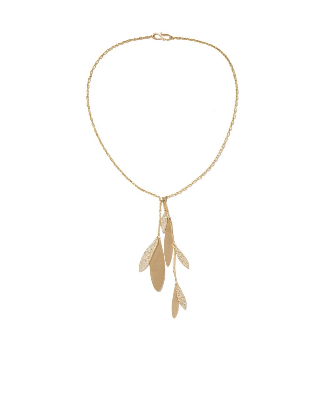Ileana Makri Metallic Falling Leaves 18-Karat Diamond Necklace