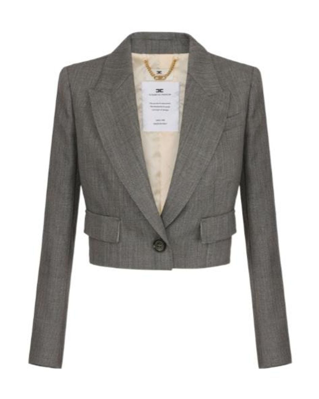 Elisabetta Franchi Gray Cropped Jacket