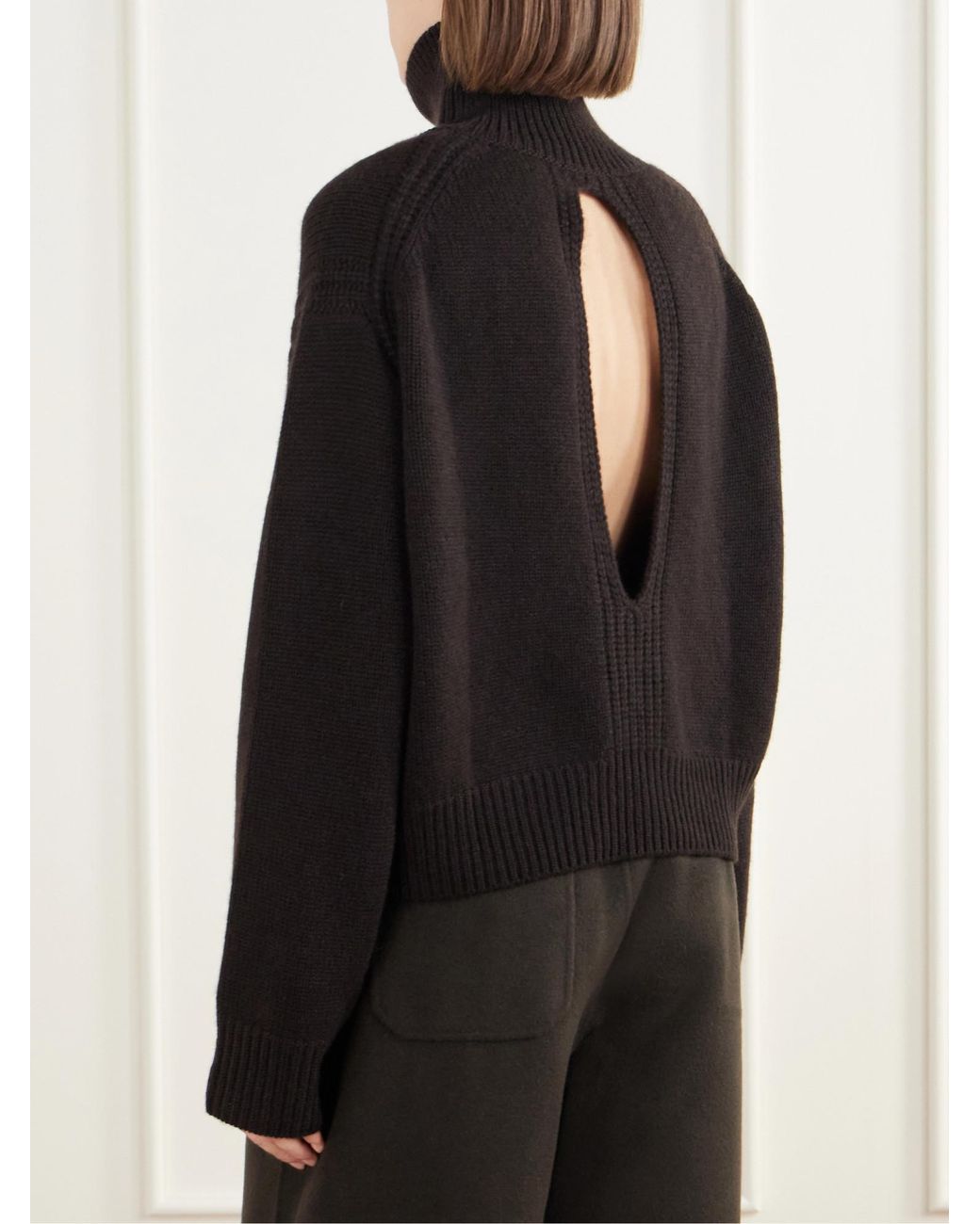 Lisa Yang Black Open-Back Cashmere Turtleneck Sweater