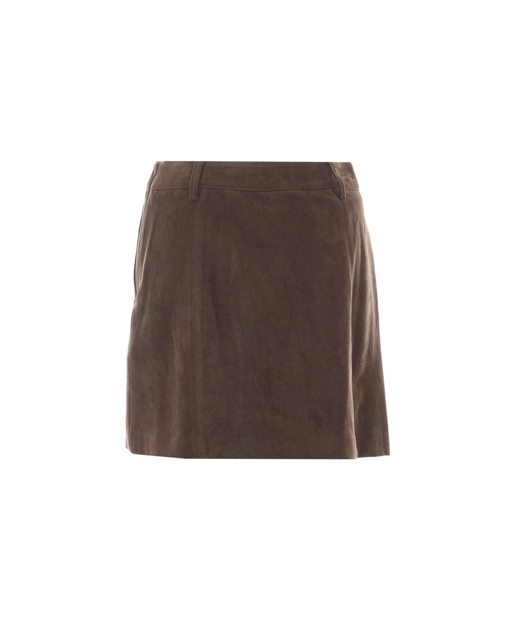 DUNST Brown Suede-Effect Mini Skirt