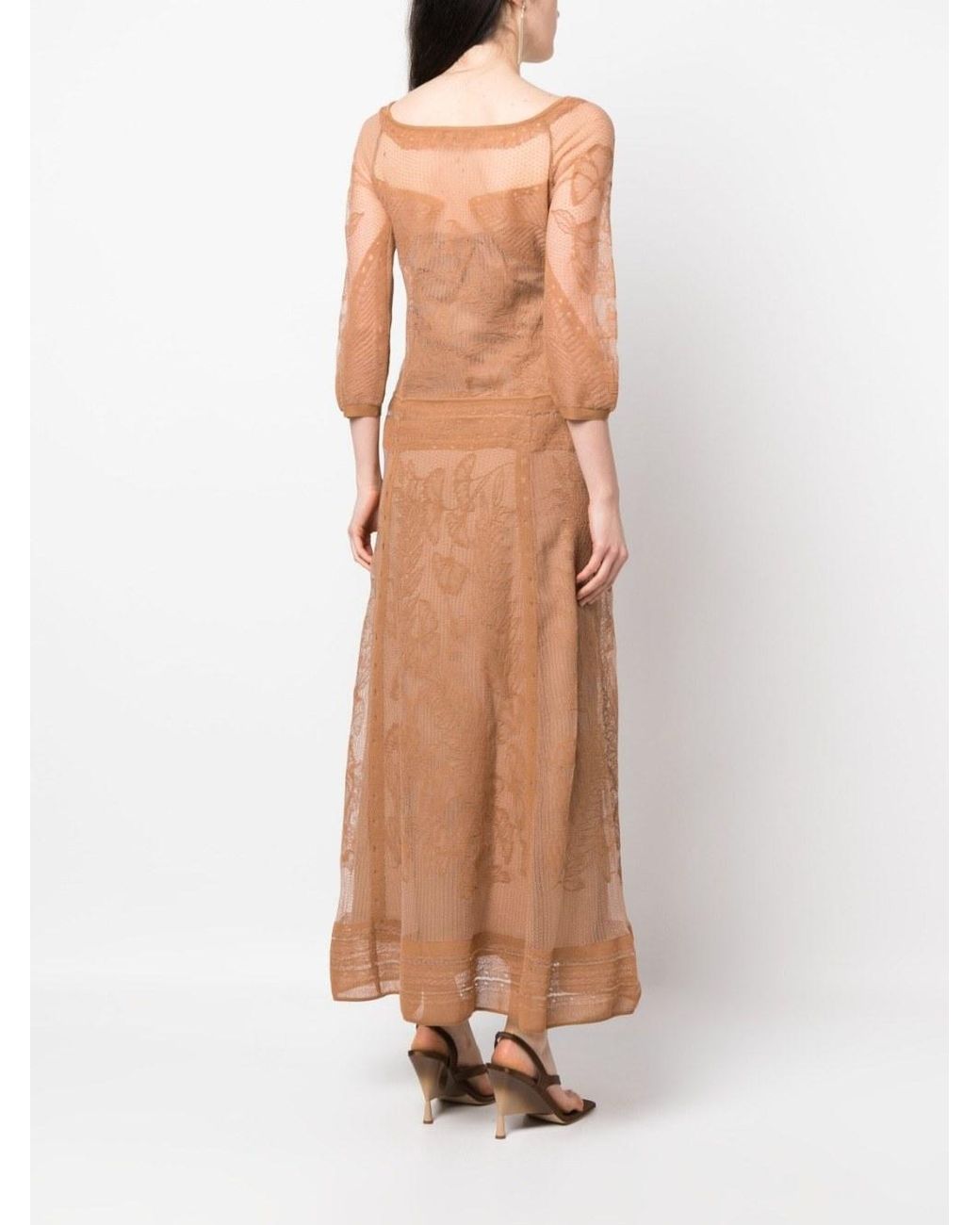 Alberta Ferretti Natural Floral Maxi Dress