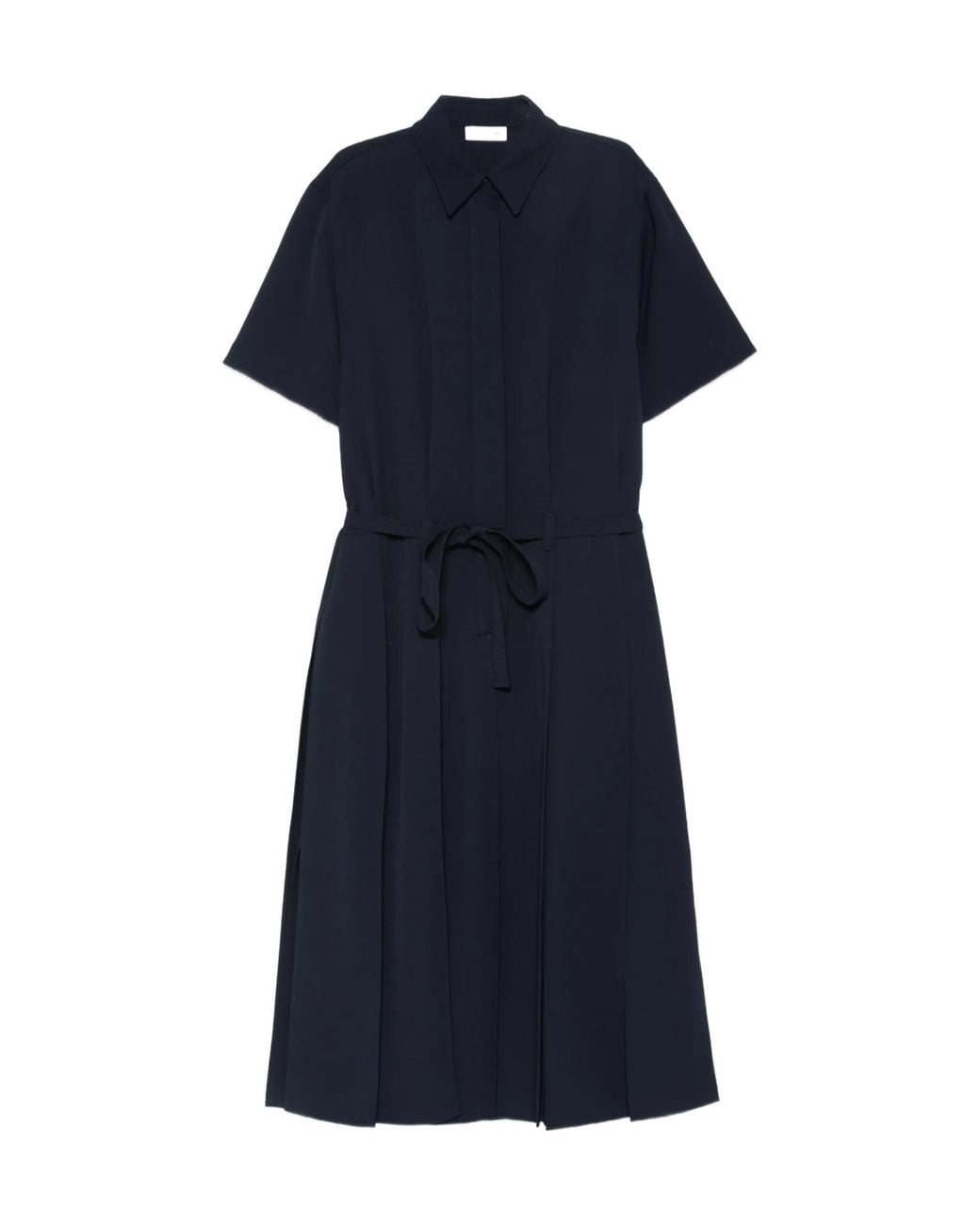 Lacoste Blue Long, Pleated, Flowy Piqué Dress