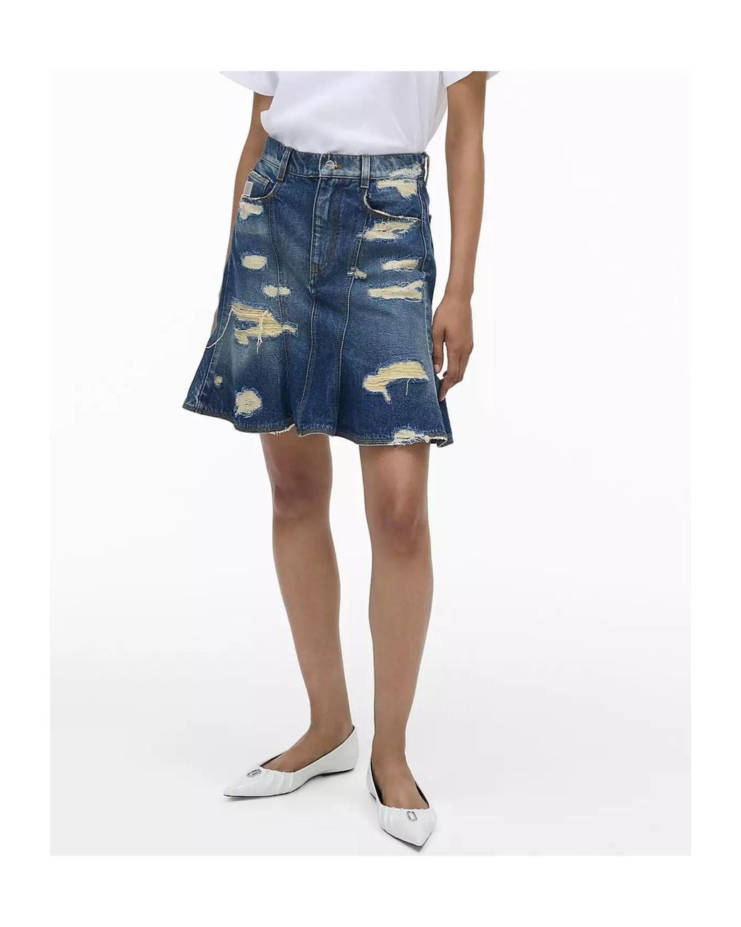 Marc Jacobs Blue The Rip And Repair Fluted Mini Skirt