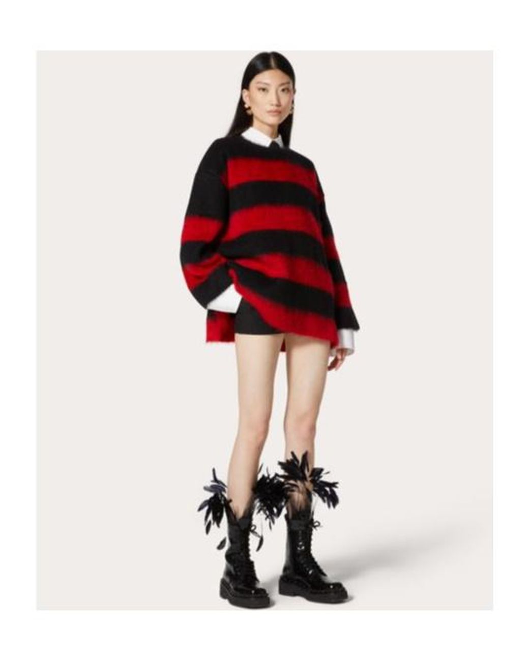 Valentino Red Striped Crewneck Jumper