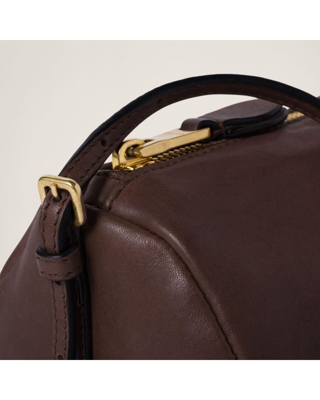 Miu Miu Brown Logo-Embossed Leather Pouch