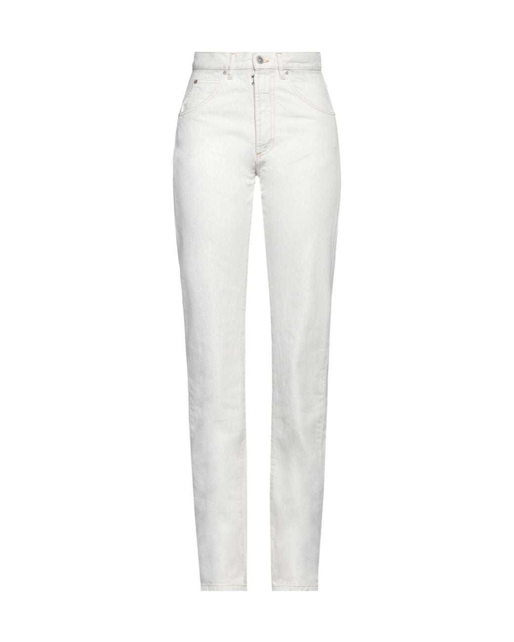 Maison Margiela White Solid Color Twill Trousers