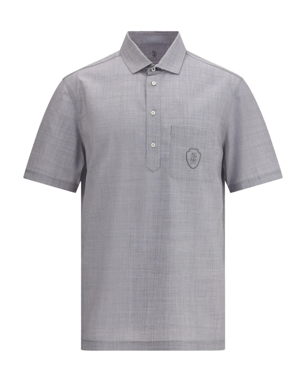 Brunello Cucinelli Gray Logo Detailed Short Sleeved Polo Shirt for men