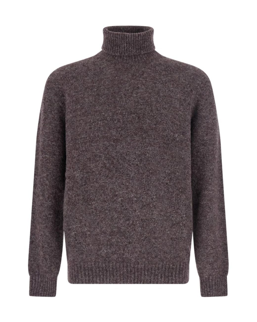 Brunello Cucinelli Gray Roll Neck Ribbed Hem Jumper for men