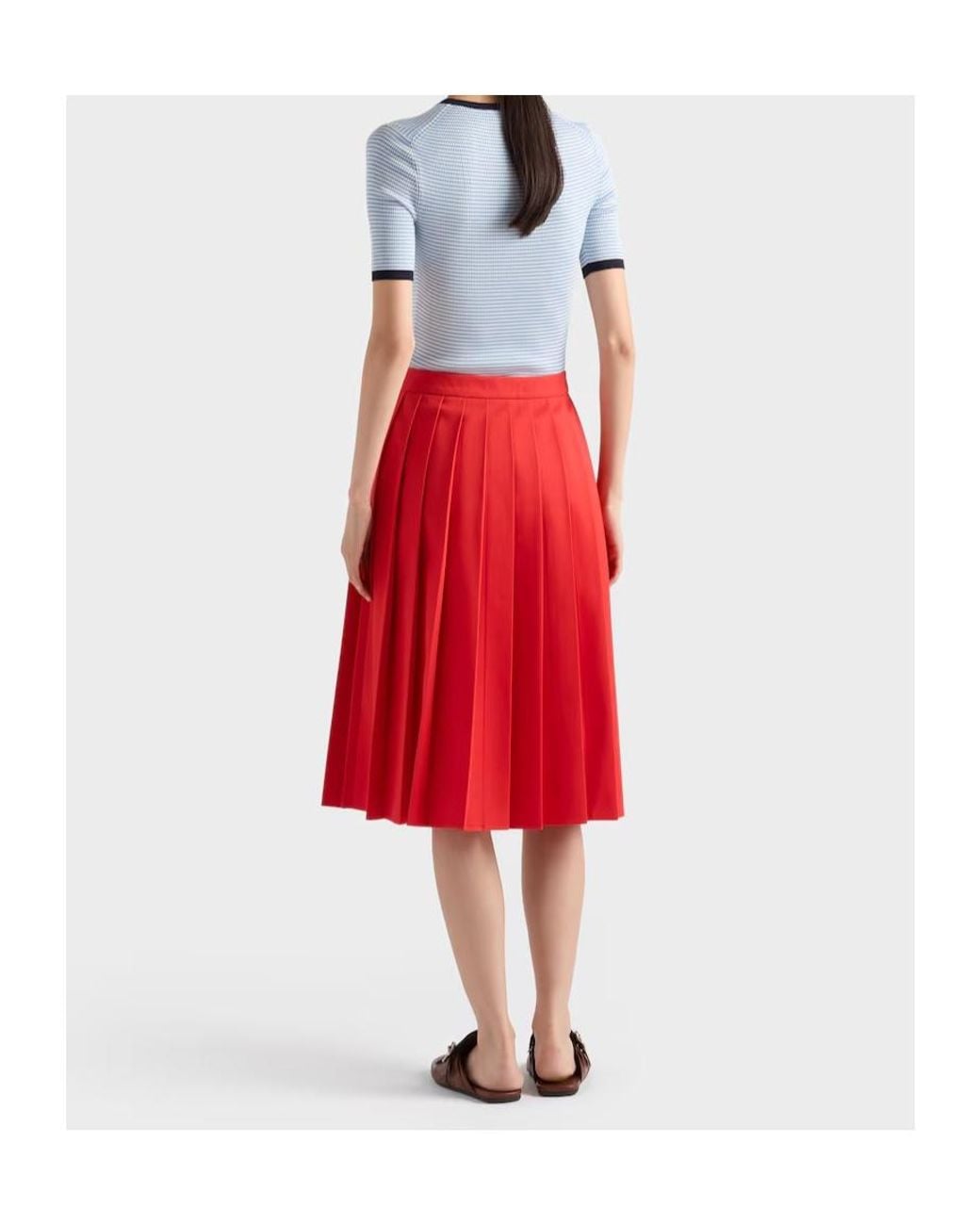 Prada Blue Striped Silk Crew-Neck Sweater