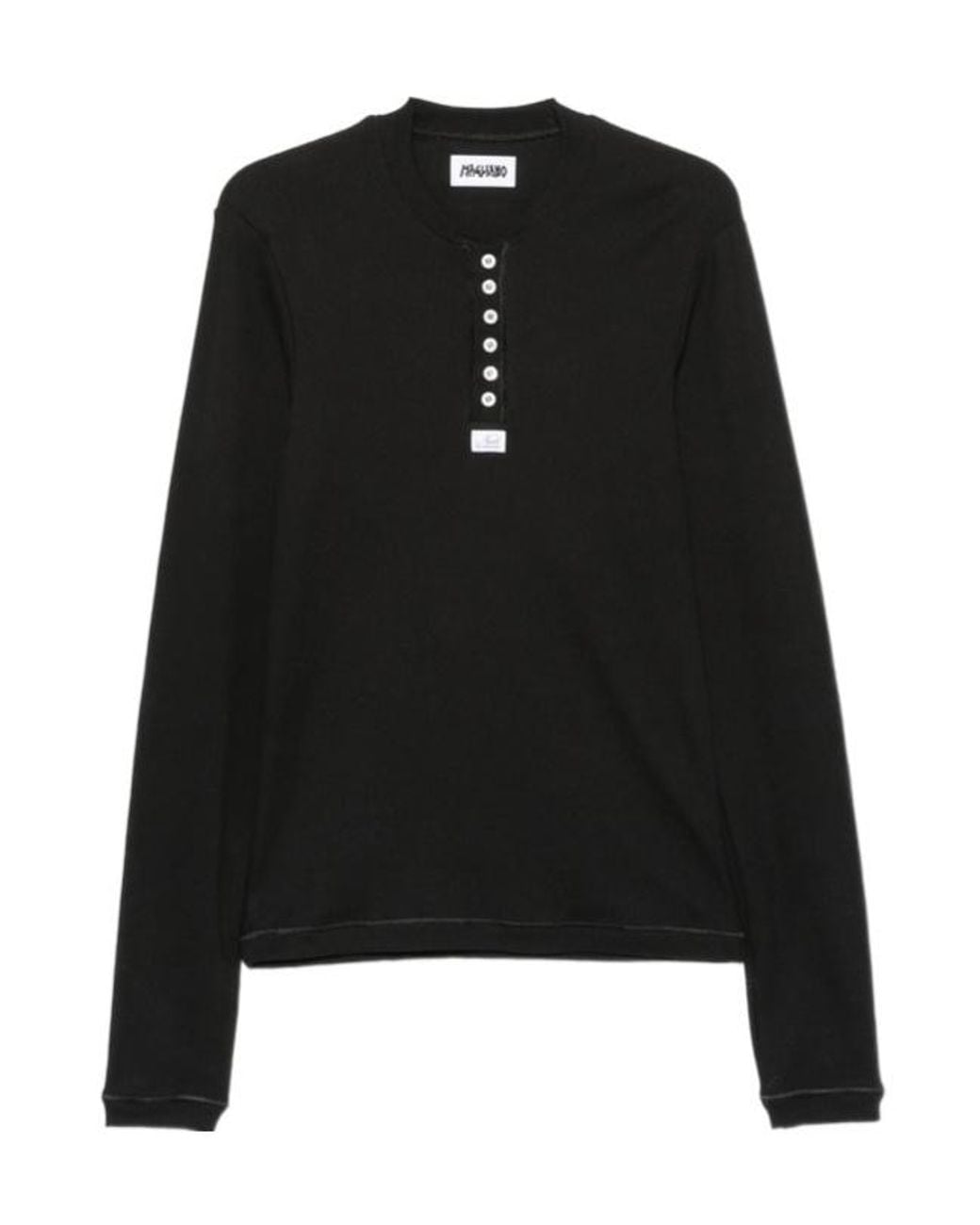 Magliano Black Long-Sleeve Button-Front T-Shirt for men