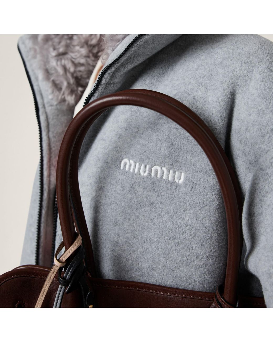Miu Miu Gray Fleece Down Jacket