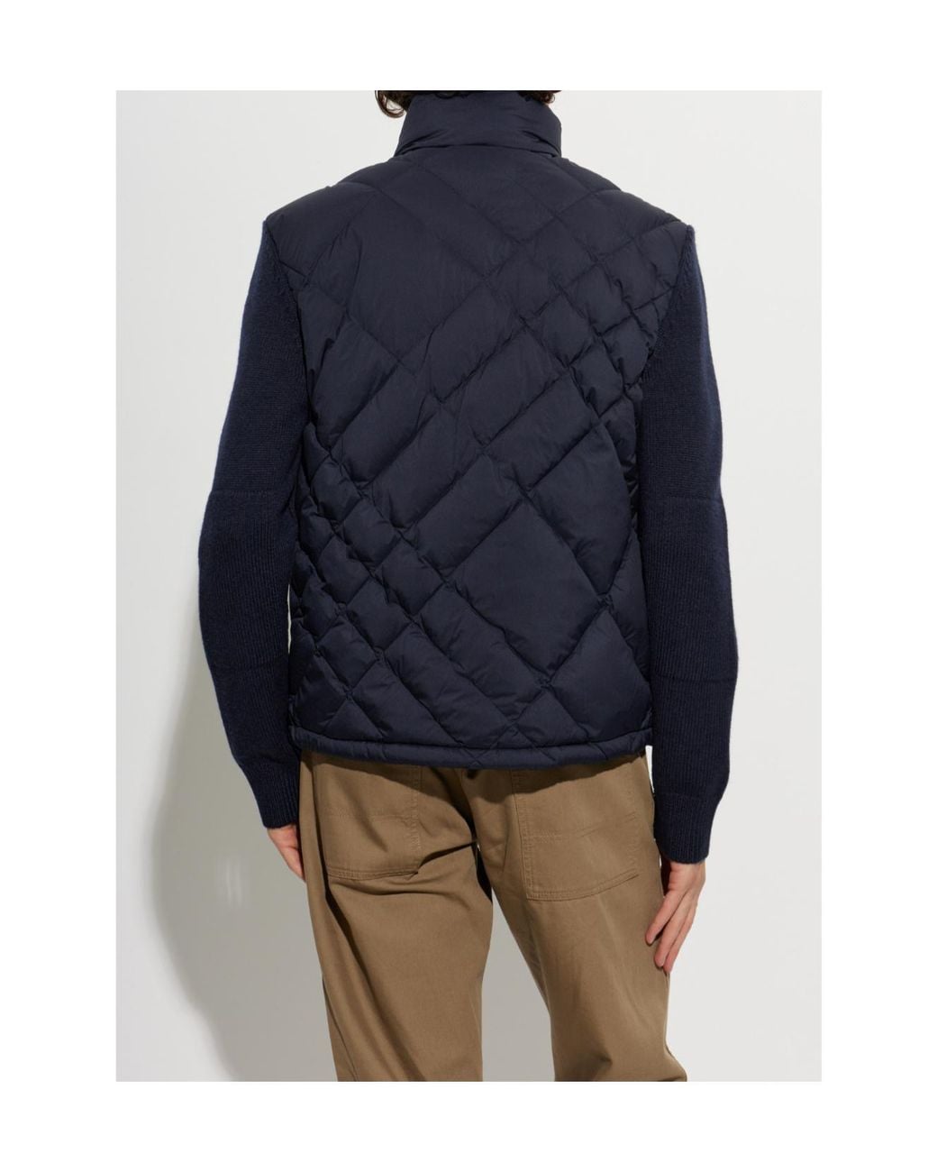 Burberry Blue Knit-Sleeved Quilted Jacket for men