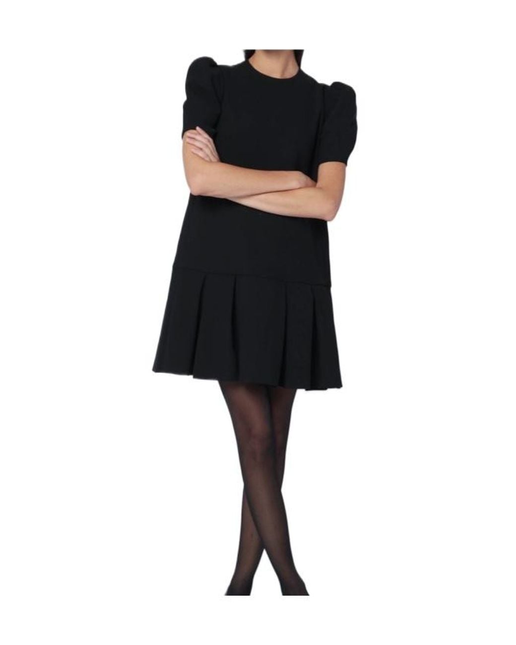 Moschino Black Mini Dress With Pleats