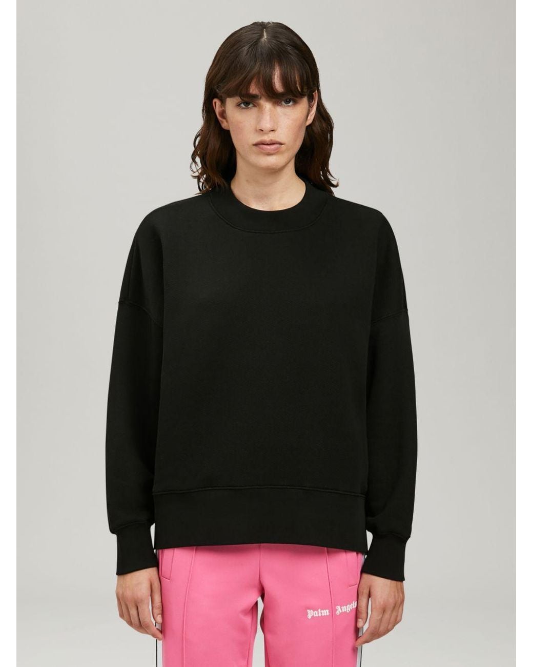 Palm Angels Black Logo Printed Crewneck Sweatshirt