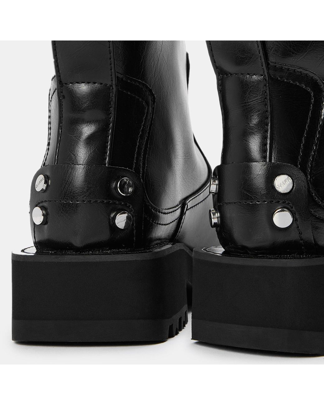 Ganni Black Leather Ankle Boots