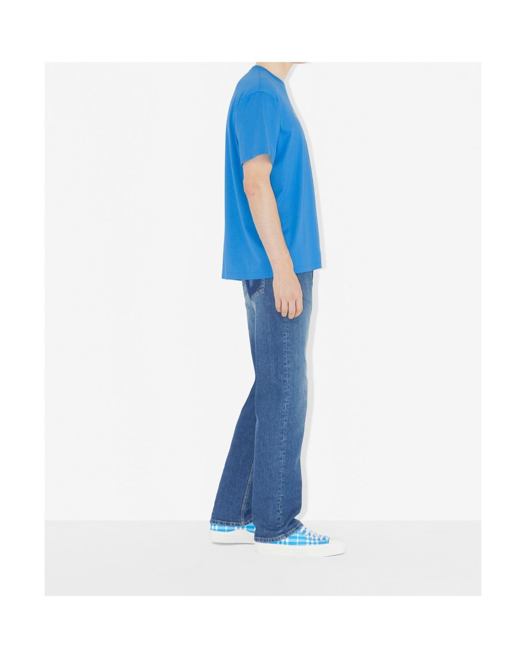 Burberry Blue Logo Printed Crewneck T-Shirt for men