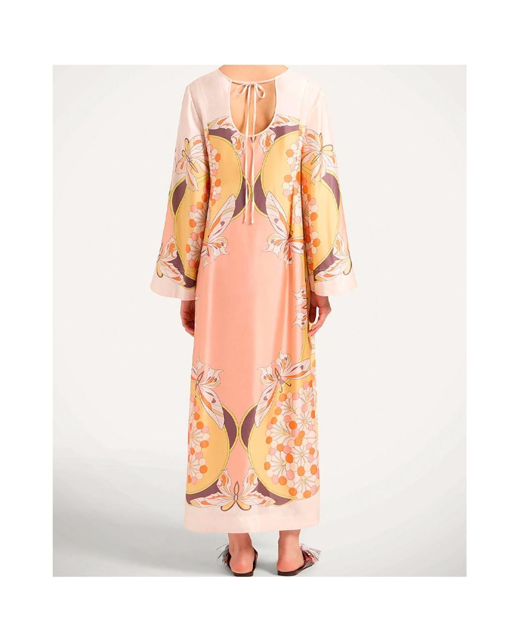 LaDoubleJ Pink Flame Butterfly-Print V-Neck Maxi Dress