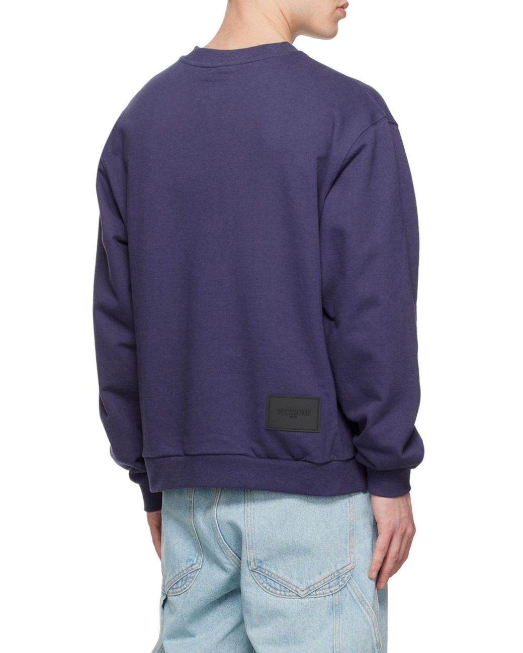 we11done Blue Logo-Print Cotton Sweatshirt for men