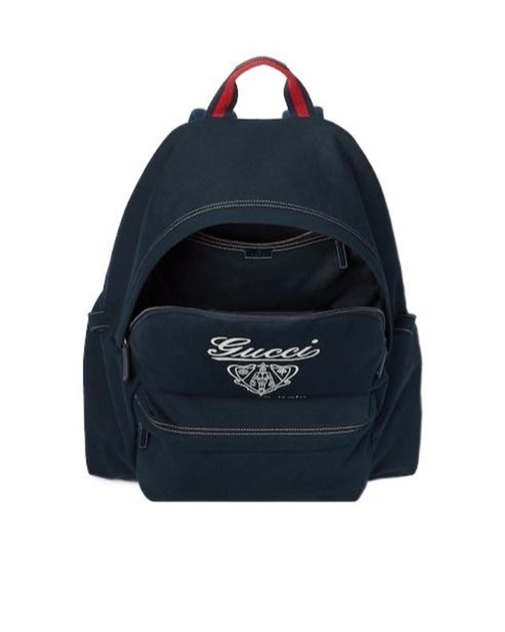 Gucci Blue Logo Printed Zip-Up Backpack for men