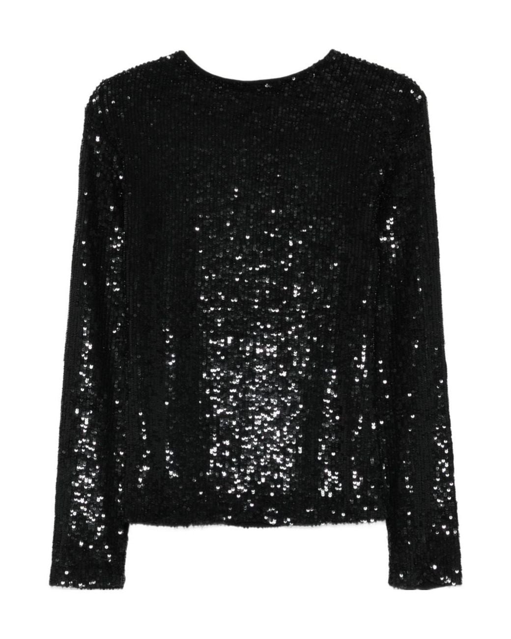 P.A.R.O.S.H. Black Sequin-Embellished Top