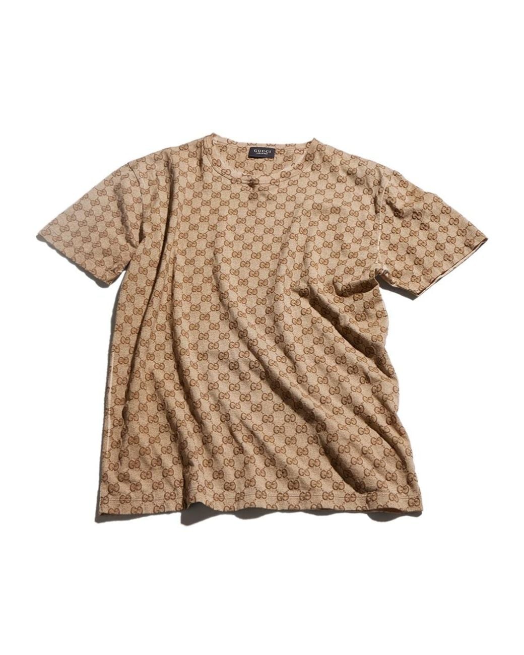 Gucci Natural Printed Cotton T-Shirt
