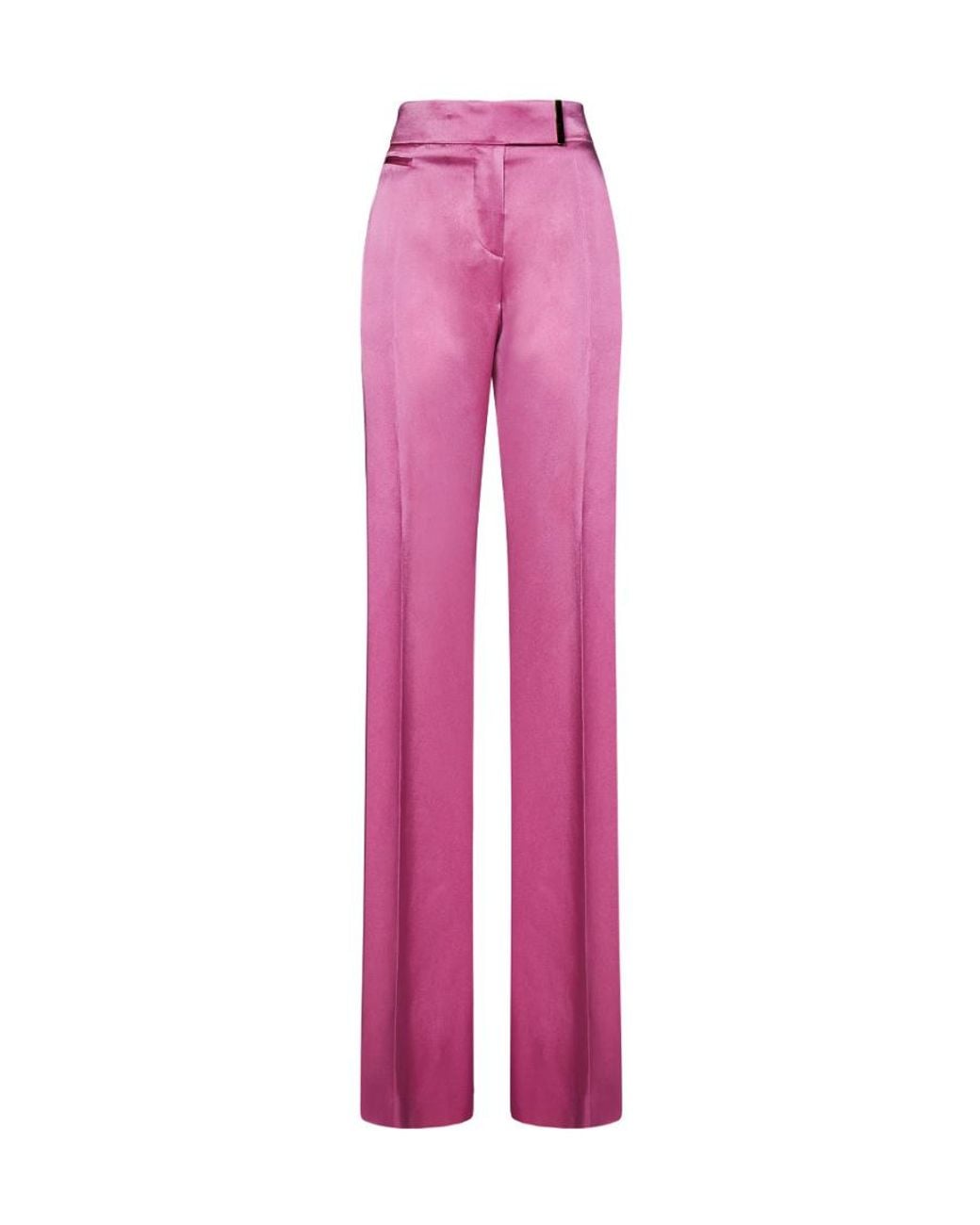 Tom Ford Pink High-Waisted Wide-Leg Trousers