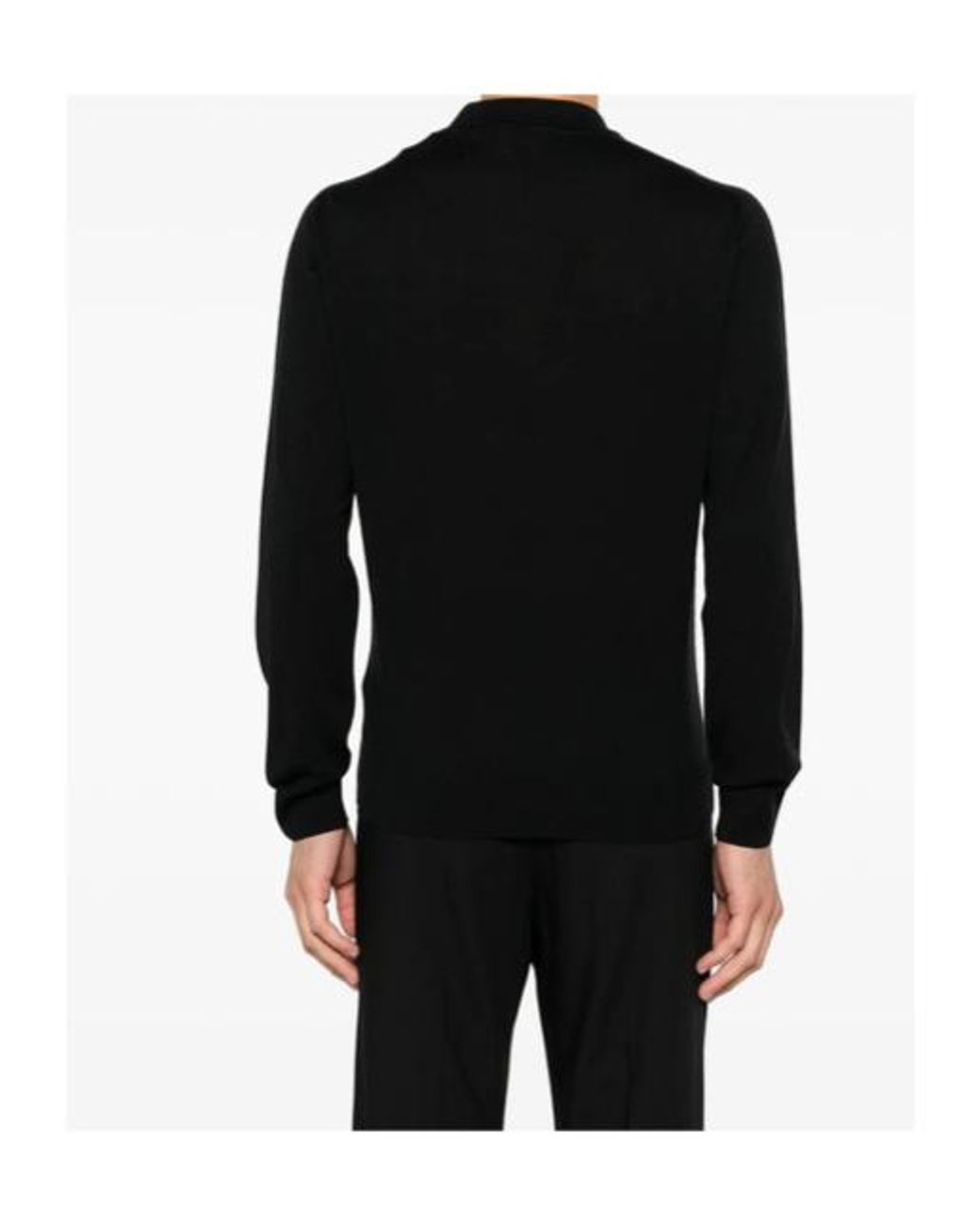 Canali Black Long-Sleeve Polo Shirt for men