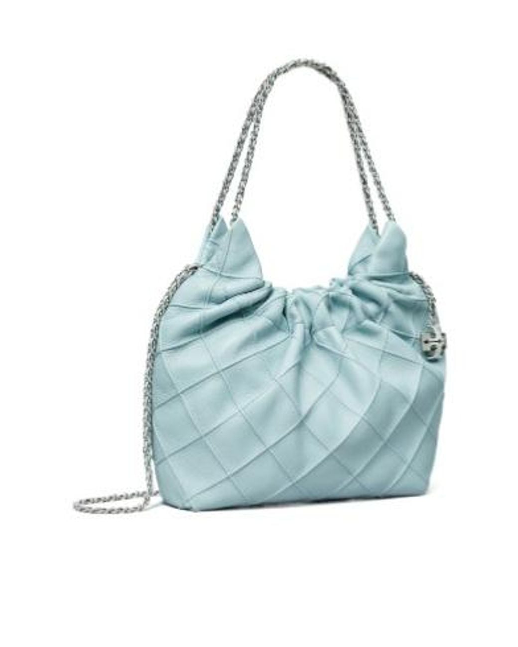 Tory Burch Blue Mini Fleming Drawstring Hobo Bag
