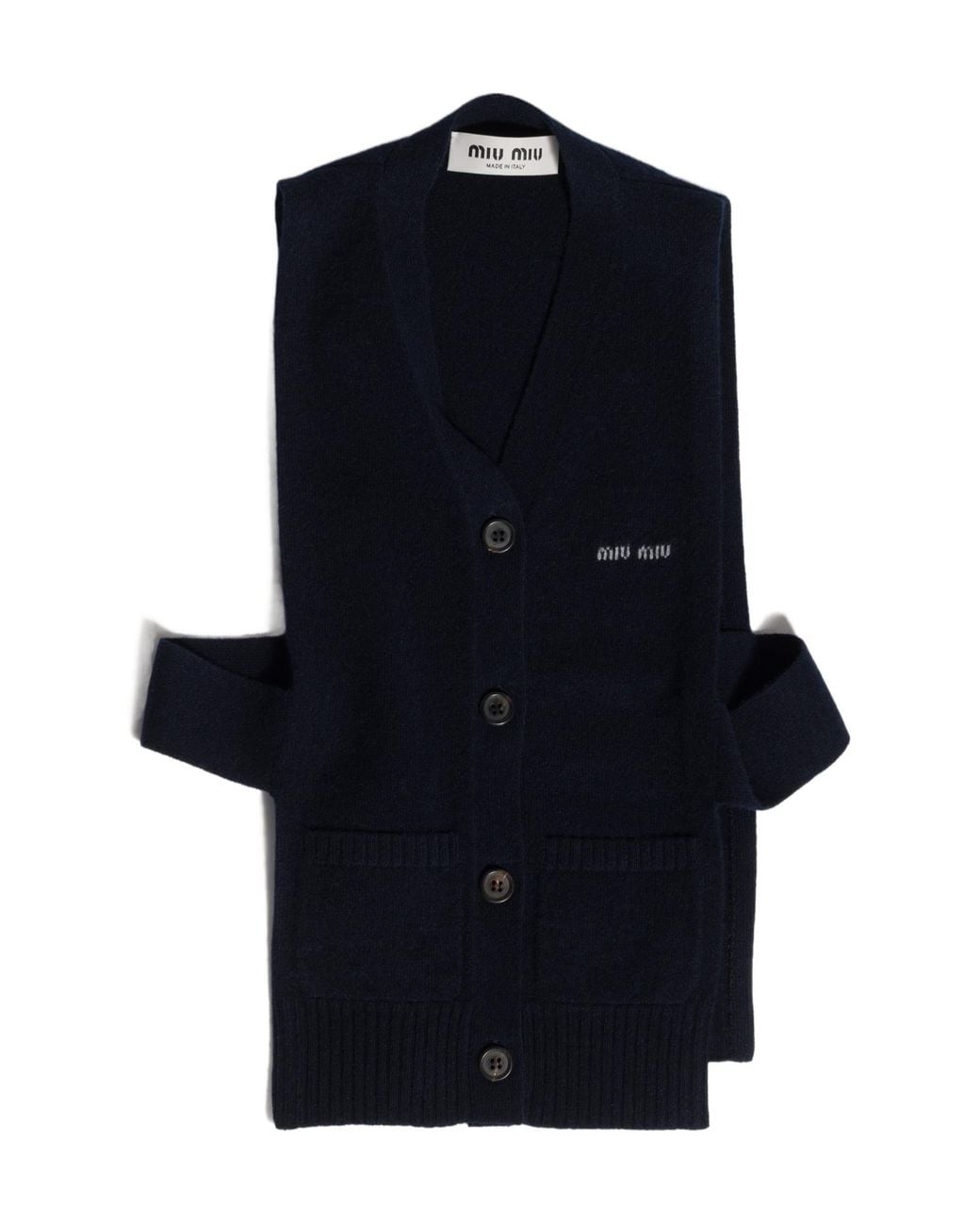 Miu Miu Blue V-Neck Sleeveless Cardigan