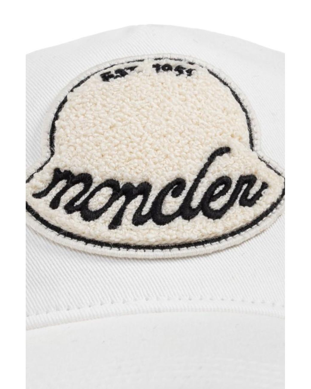 Moncler White Logo Patch Baseball Cap for men