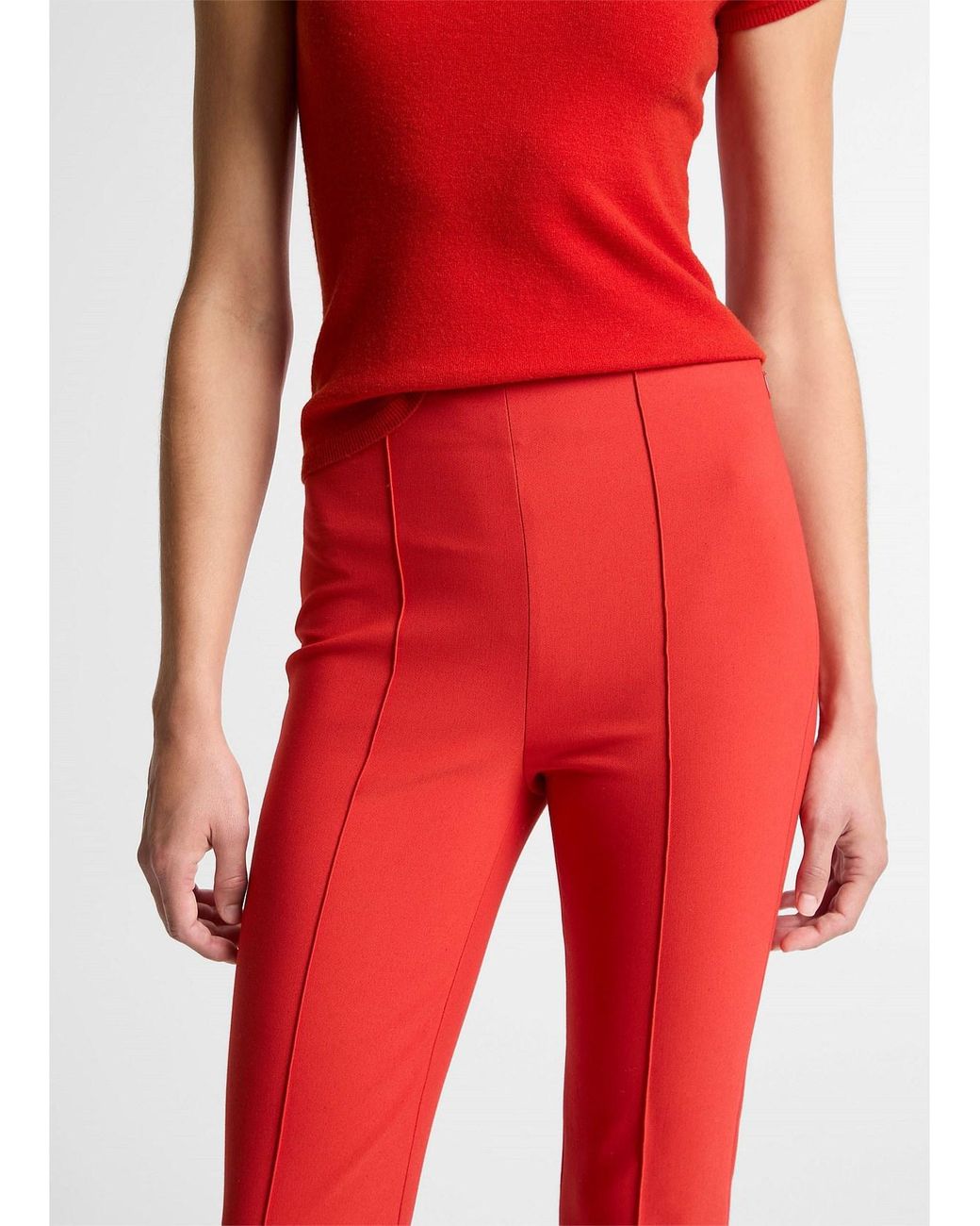 Vince Red High-Rise Cropped Flare Pants