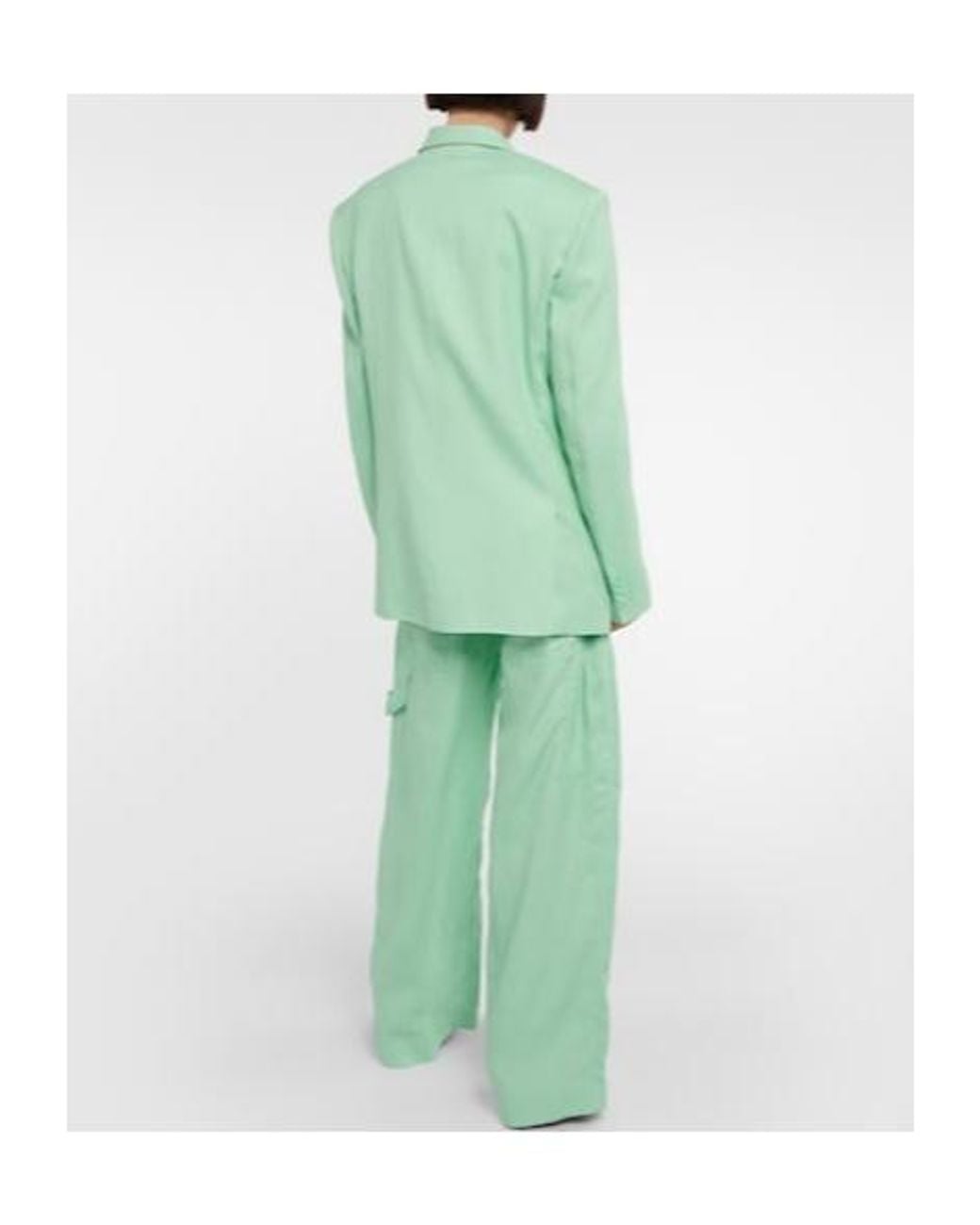Stella McCartney Green Double-Breasted Linen-Blend Blazer