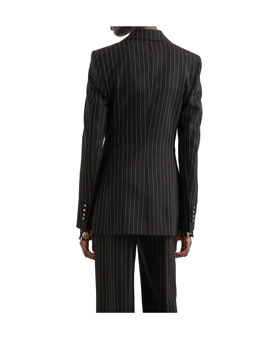 Dolce & Gabbana Black Striped Single-Breasted Jacket