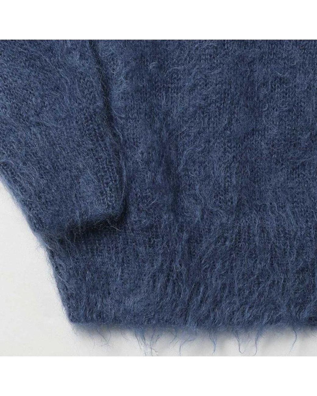Auralee Blue Long-Sleeved Crew-Neck Sweater for men