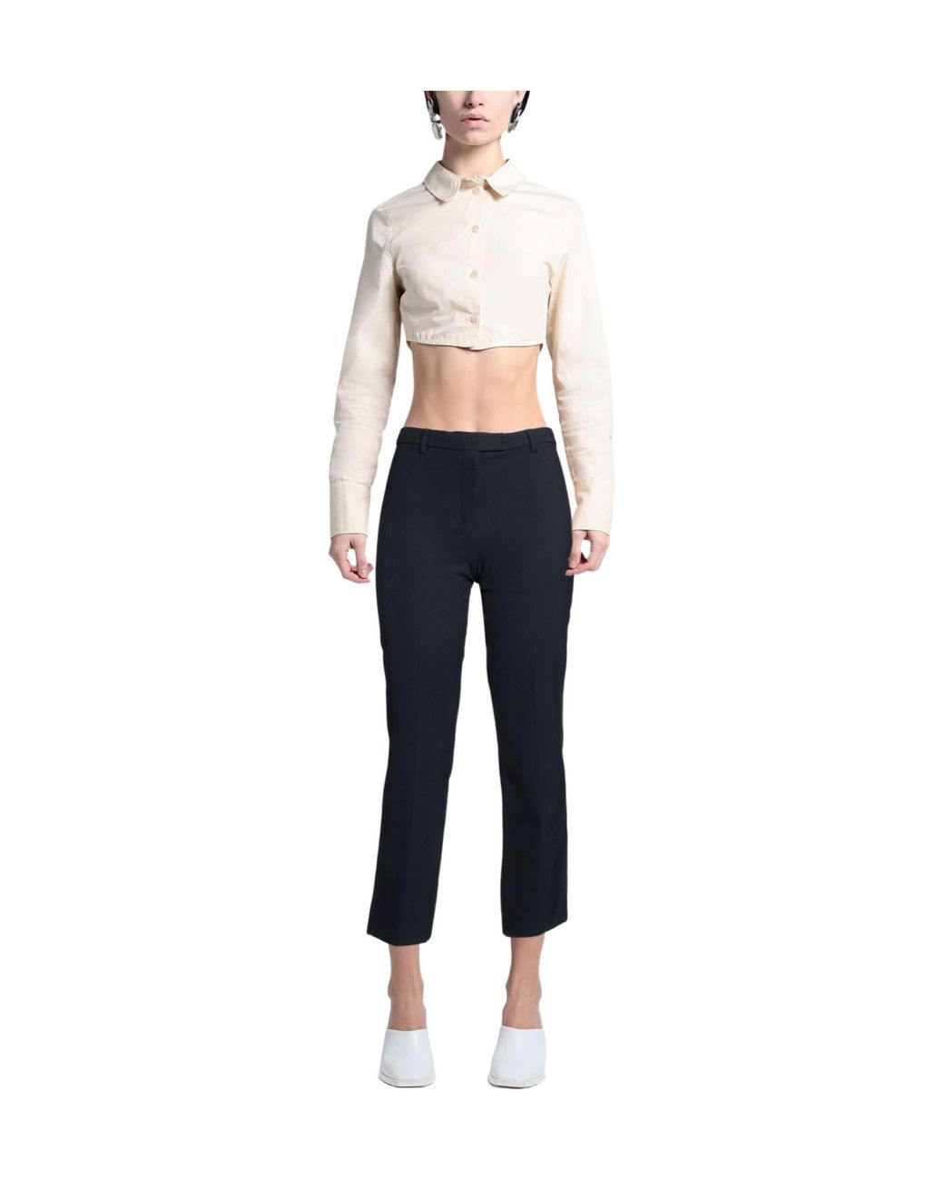 Max Mara Blue High-Waisted Straight-Leg Trousers
