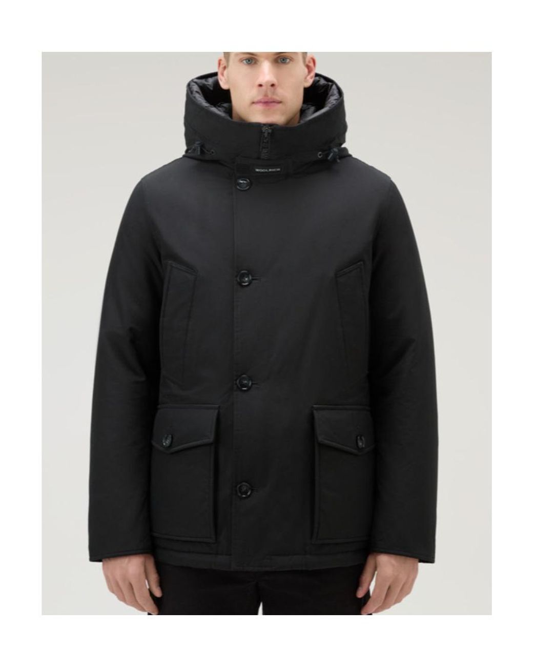 Woolrich Black Arctic Button-Up Padded Jacket for men
